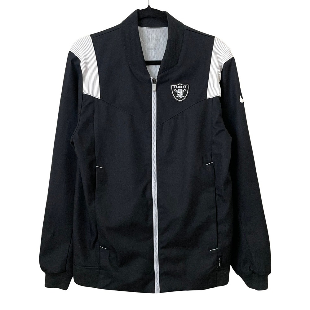 Nike‎ Las Vegas Raiders Jacket NFL On Field Bomber Black Mens Small Football